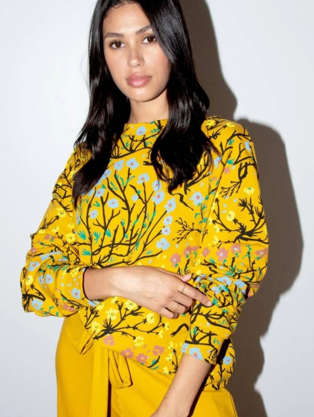 Thief & Bandit Unisex Golden Yellow Floral  Sustainable Handprinted Sweatshirt